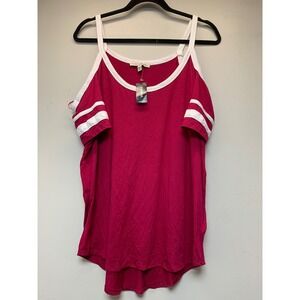 Express One Eleven Cold Shoulder Top Womens Large Magenta New‎ Sporty Ringer Tee
